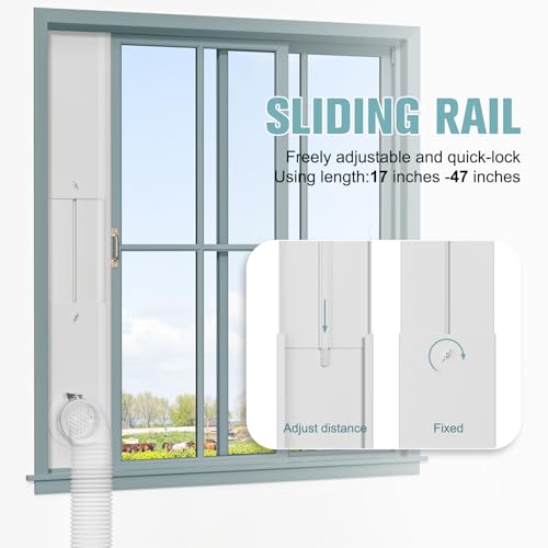 Image of HOXHA Window Duct Kit Universal dryer vent kit for 4 inch ducting hose, Sliding Window Vent Kit Fit with Dryer, Inline Duct Fans, Grow Tents