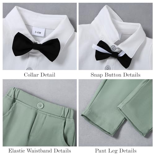 Image of DISAUR Baby Boy Clothes Toddler Boy Outfits 4PCS Gentleman Dress Romper /Vest /Pants /Bow Tie Cotton Suit Sets