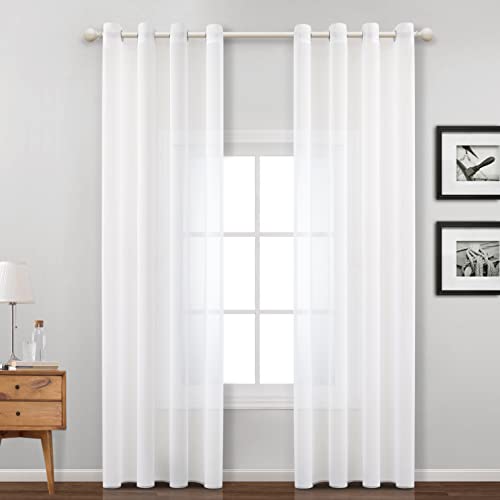 PimpamTex Rideau Translucide pour Salon et Chambre à Coucher Rideaux Translucides Design Jeunesse et Moderne, Pack de 2 - (140 x 260 cm, Oxford Blanc)