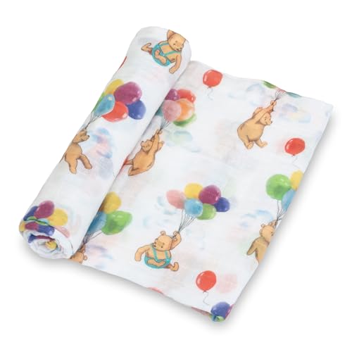 Image of LollyBanks Muslin Swaddle Blankets, 100% Cotton Neutral Baby Blanket for Boys and Girls, Soft and Lightweight 47 x 47 Inches Newborn Swaddles, Toddler Blanket, Baby Essentials (Bear Balloon Print)
