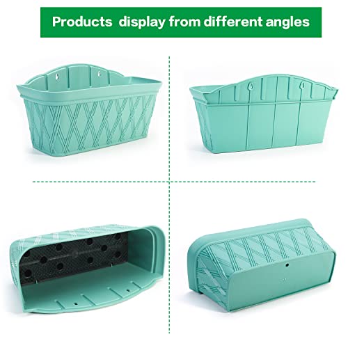 Sungmor Wall Hanging Planters,16.5 Inch Hanging Flower Pots For Railing Fence - Indoor Outdoor Balcony Wall Planter Hanging Basket, Plastic Pot Plant Container - Rectangle & 3Pc Pack & Green #TOP3