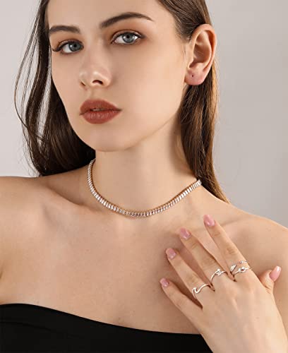 FUNEIA 8PCS Adjustable Rings for Women, Silver Stackable Knuckle Rings for Women, Arrow Knot Wave Open Stacking Dainty Thumb Rings Set4