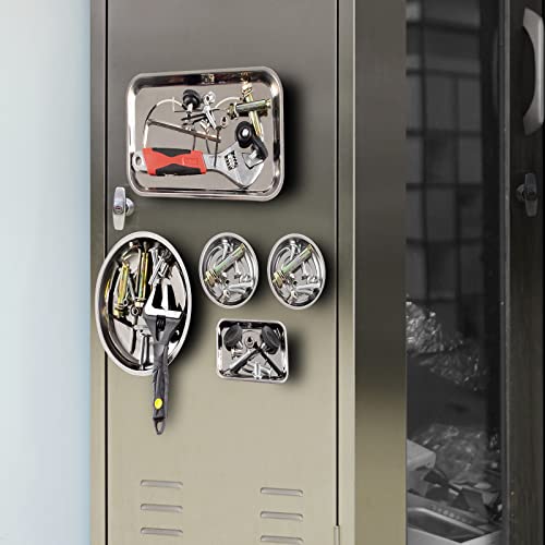 Image of 5 Pieces Magnetic Trays Set Stainless Steel Magnet Tool Tray Parts Holder for Screws, Sockets, Bolts, Pins, Mechanic's and Automotive