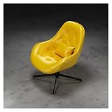 Silla de sofá Perezosa Minimalista Moderna de Lujo con luz nórdica, Sala de Estar, Dormitorio, balcón Giratorio Individual, Silla de Ocio (Color: Naranja) (Amarillo)
