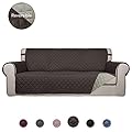 PureFit Reversible Quilted Sofa Cover, Water Resistant Slipcover Furniture Protector, Washable Couch Cover with Non Slip Foam and Elastic Straps for Kids, Dogs, Pets (Oversized Sofa, Chocolate/Beige)