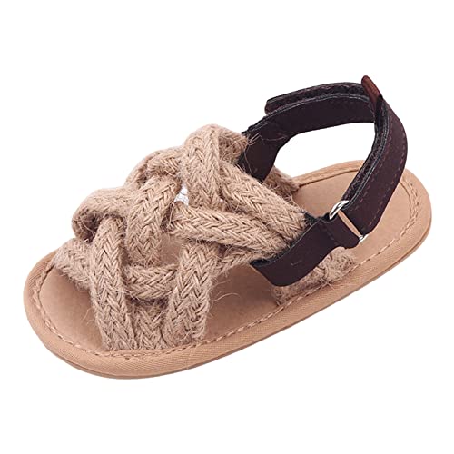 Summer Children Infant infant Shoes Girls Sandals Flat Bottom Lightweight Li Linen Woven Upper Soft Breathable Comfortable Size 11 Girls Tennis Shoes