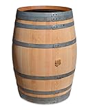 Temesso Barril de Lluvia 225 litros, barrica con Madera reacondicionada como depósito para el Agua de Lluvia (Abierto + Tapa Cordel + Grifo (Agujero alt. 20 cm))