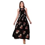 Daevish Vestido largo acampanado para mujer, negro, 34