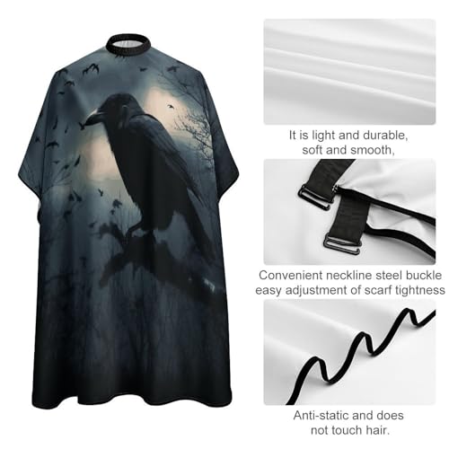 Capa para corte de cabello Night Crow, unisex, 66.9 x 56.7 pulgadas miniatura 4