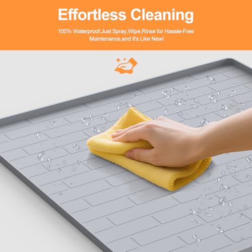 Pee Pad Tray Holder for Dogs,Non-Slip Silicone Dog Puppy Pad Holder,34 x 28 Inch Puppy Potty Training Pads,No Spill Raised Lip High Edge,Portable, Leak-Proof Mat Trays for Indoor Floor Protection by PUWANJILI - Image 4