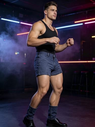 Short en jean pour hommes découpés avec finitions mini denim - 5