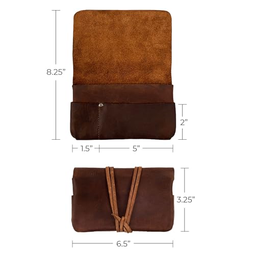Hide & Drink, Rustic King Size Tobacco Pouch, Field Notes Case, Vintage Storage, Full Grain Leather, Handmade, Bourbon Brown