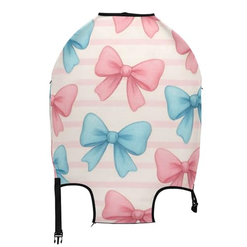 Joisal Identifiers Suitcase Covers Luggage Protector Cute Elastic Pastel Blue Pink Bows Travel Gifts Luggage Sleeve, L, Fits 26-28 Inch Case2