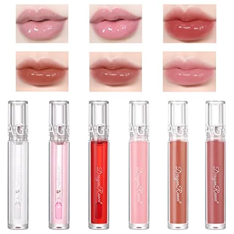 Domality 6 Colors Glossy Lip Gloss Set, 6Pcs Glitter Shimmer Liquid Lipstick, Moisturizing Hydrating Nourishing Long Lasting Lip Glaze Set Cover