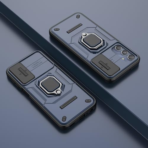 Image of CamShield Pro Case with Slide Camera Protection and 360 Protection Ring Stand Bumper Back Case Cover for Samsung Galaxy M34 5G / F34 5G (Blue)