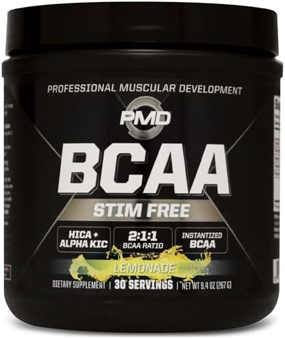 PMD Sports BCAA Stim-Free Amino Acids - Better Workout Performance, Enhanced Recovery, Daily Energy, Muscle Builder, and Muscle Sparing - BCAA Powder Drink Mix - Lemonade (30 Servings)