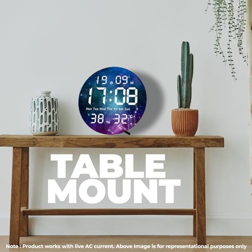 Image of Amazon Brand - Umi Acrylic Digital Wall Clock for Bedroom Living Room Stylish LED USB Tabletop 3D Picture Clocks with Time Day Date Month Temperature Display for Home Office 24.3x24.3cm (Stary Night)