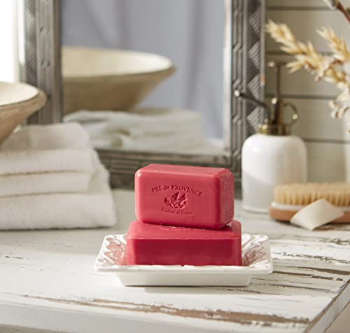 Image of Pre de Provence Artisanal Soap Bar, Enriched with Organic Shea Butter, Natural French Skincare, Quad Milled for Rich Smooth Lather, 8.8 Ounce, Raspberry