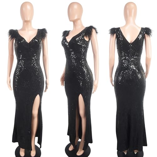 PORRCEY Women's Sexy Elegant Sparkly Sequins Evening Dress Party Club Night Outfits4