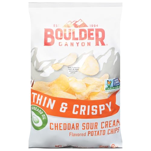 Boulder Canyon Thin & Crispy Cheddar Sour Cream Potato Chips, 6 OZ