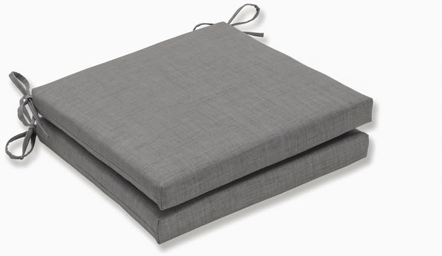 Pillow Perfect Rave Solid Indoor/Outdoor Patio Seat Cushions Plush Fiber Fill, Weather and Fade Resistant, Square Corner - 20" x 20", Grey, 2 Count