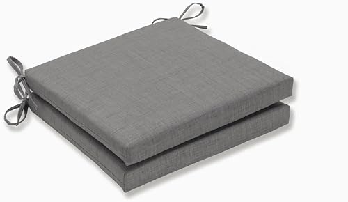 Pillow Perfect Outdoor/Indoor Rave Graphite Squared Corners Seat Cushion 20x20x3 (Set of 2)