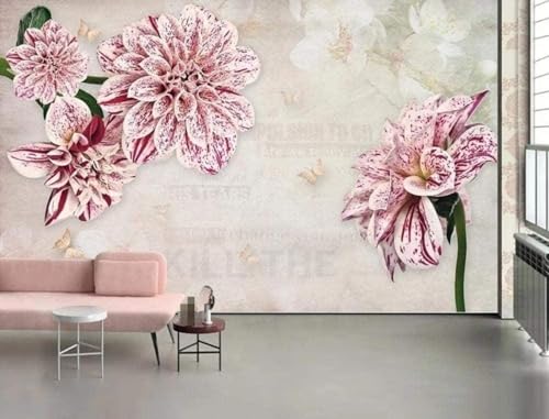 Fleur Rouge 3D Moderne Mural Salon Papier Peint Décoratif - 2
