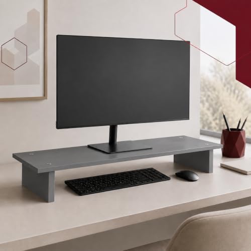 Bniture Monitor Stand Riser for Desk | 100 cm Wide Computer Monitor Shelf with Keyboard Storage | 17 mm Engineered Wood | Desktop Organizer for Home & Office (Slate Grey, HXMD102) Deal