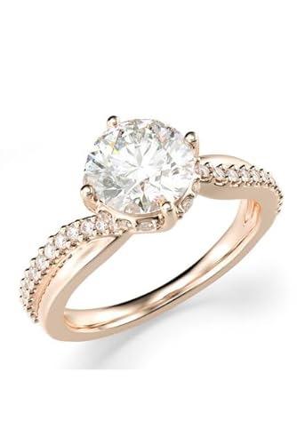 Radiant Collections2.20 CT Round Cut Created White Diamond Prong Set Wedding Engagement Ring In 14K Rose Gold Plated 925 Sterling Silver Gift for Womens Ring Size-10
