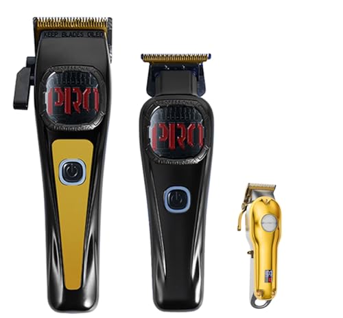 Image of SUPRENT Professional Hair Clippers for Men, Cordless Hair Cutting Kit, Barber Clippers & Zero-gapped Trimmer Combo with Type-C Rechargeable, Titanium Plated Ceramic Blade (Gold)