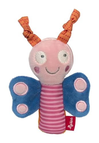 SIGIKID 42602 Greifling Schmetterling mit Spiegel Red Stars Mädchen Babyspielzeug empfohlen ab 3 Monaten rosa/blau
