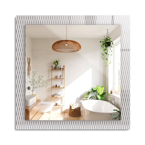 Miroir rectangulaire d'exception 60x60cm et son cadre en verre Textilgewebemuster