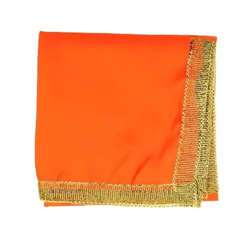 TREEKUTA TEXTILES Satin Silk Puja Cloth | Diwali Pooja Sartin Altar Cloth Mat for Puja Table, God Chowki Aasan, Temple, Mandir and Multipurpose Use (Orange)-picture-25