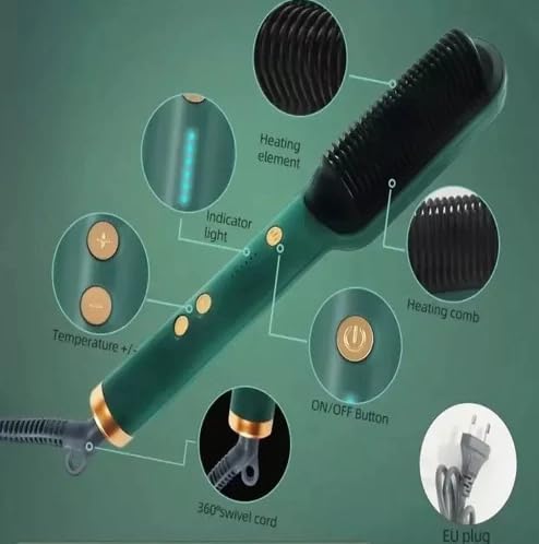Escova Alisadora Bivolt 5 em 1, Hidrata, Anti-frizz, Alisa, Modela e Alinha