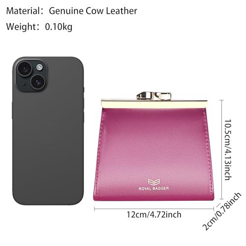 Kiss Lock RFID Credit Card Holder for Women, Genuine Cow Leather Short Wallets, Fashion Vintage Coin Purse 3242 (Apricot)3