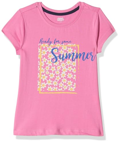 Image of Amazon Brand - Jam & Honey Girls Cotton Graphic Printed Half Sleeves T-Shirt | Regular Fit | Soft & Breathable | Age 2-8 Years (Available in Pack of 5 & Pack of 3)