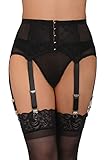 IMOMOTO Garter Belt Thong Set for Thigh High Stockings Lace Mesh Plus Size Socks Suspender for women