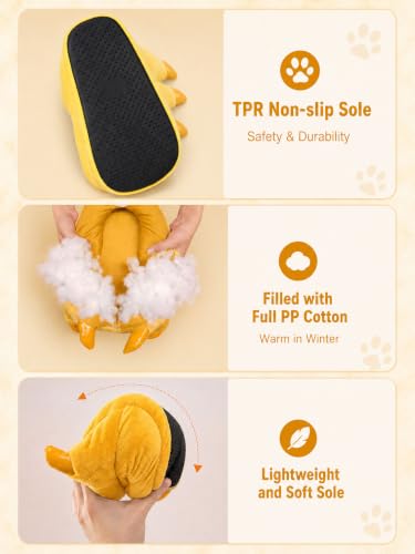Image of acdiac Unisex Soft Monster Claw Slippers Fun Dino Slippers Animal Paw Shoes For Men Women Boy Girl With Home Halloween Party Cosply Costume Footwear