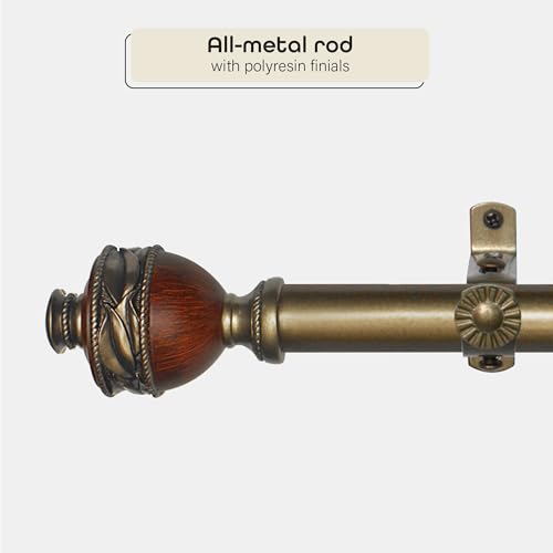 Image of Decorative Window Curtain Rods with Finials, 66 to 120 Inches, 0.75 Diameter - Camino Ava - Lightweight & Easy to Install, Adjusts Telescopically to Fit Any Window by Achim Home Decor