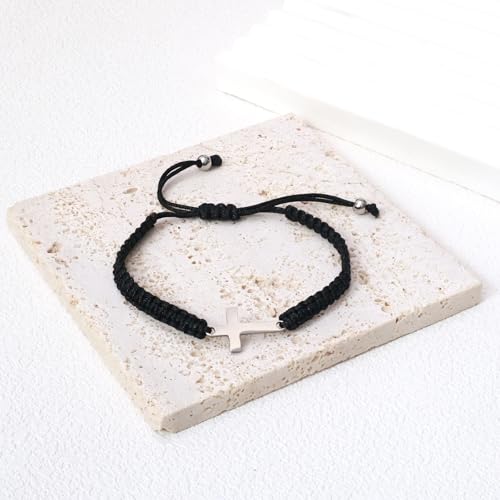 Image of Braided Rope Cross Bracelets First Communion Baptism Christian Birthday Valentines Christmas Easter Gifts