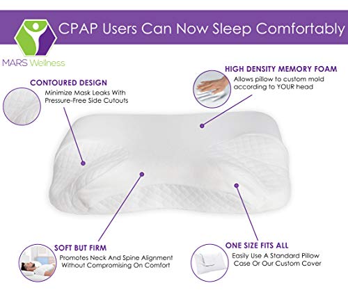 Mars Wellness Premium Pillow For Cpap Side And Stomach Sleepers - Comfort Memory Foam With Free Cover #TOP3