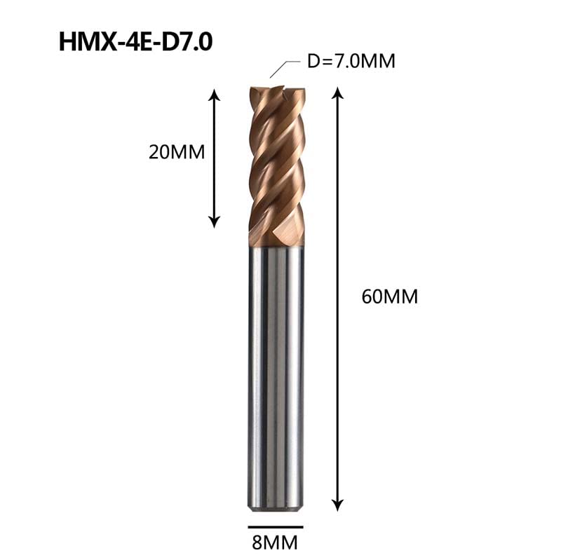 1/5 szt. HMX-4E HM-4E Narzędzia CNC Frezy z węglika spiekanego trzpieniowe(5PCS,HMX-4E-D7.0)