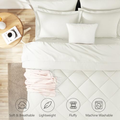 Image of CozyLux Full Size Comforter Sets Ivory - 7 Pieces Bed in a Bag Full, Luxury Soft Bed Set for All Seasons, Bedding Set with Down Alternative Comforter, Sheets, Pillowcases & Shams