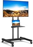 RFIVER Tall Mobile TV Stand on Wheels, Castors for 32-80 inch Flat Curved TVs, Height Adjustable, Tiltable, Max VESA 600x400mm Bracket, Black