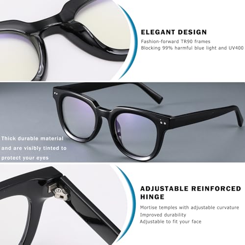 Image of Blue Light Glasses for Woman /Men TR90 Computer Eyeglasses with Anti Eyestrain & UV Glare (Black)