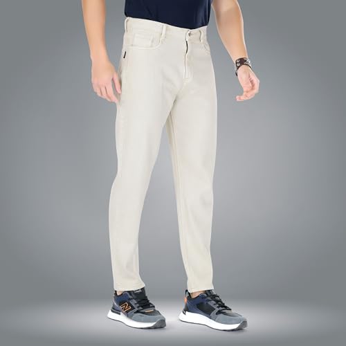 Image of Men's Straight Fit Stylish Non Stretch Mid Rise Pure Cotton Crafted with Premium Fabric Relaxed Jeans Available in Variety of Colour