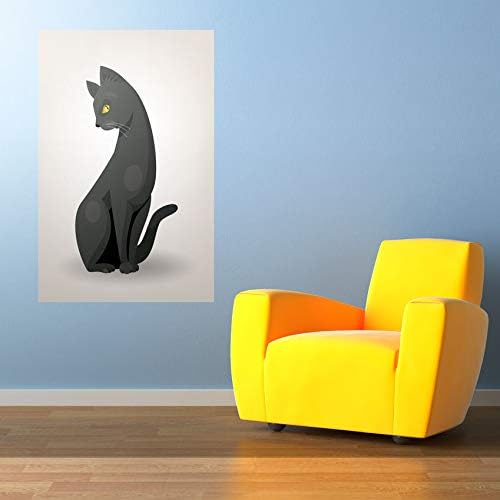 Walls By Me - Peel and Stick Poster Print Black Cat Wall Art 8 03-8in x 12in (20x31cm) -, Repositionable and Removable - Unframed