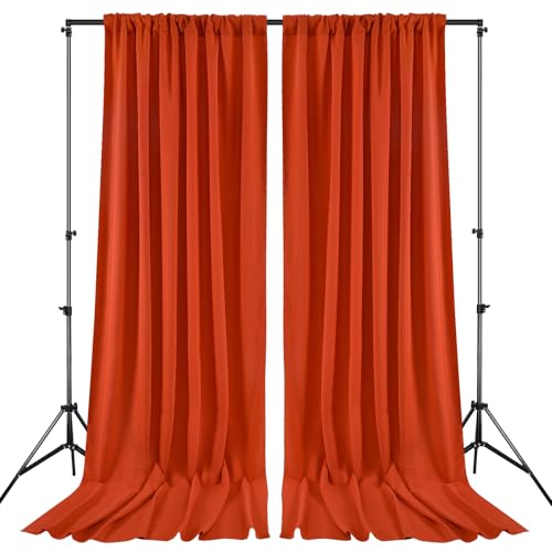 Image of Rust Backdrop Curtains 10ft x 10ft Polyester Photo Backdrop Drapes for Birthday Party Stage Window Supplies Decorations