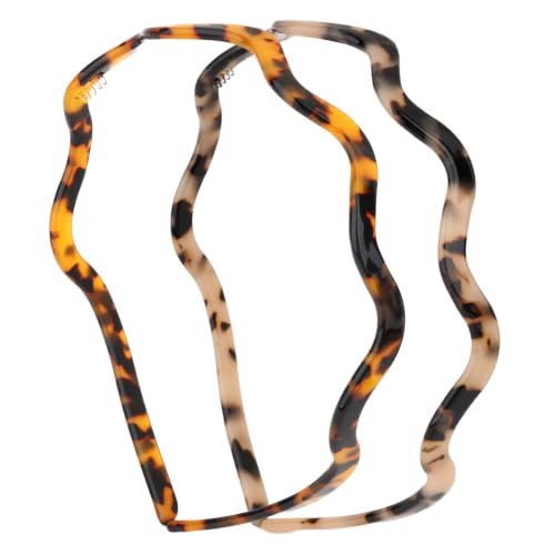 Hotalisona Tortoise Shell Sunglasses Wavy 0.39” Headbands for Women 2PCS