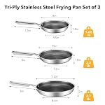 Rorence Non Stick Frying Pan Set, 8/10/12" Tri-Ply Stainless Steel Skillets - Image 2